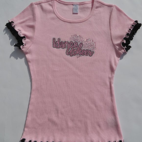 IdanceUcheer Top Girls Shirt I Dance You Cheer XLarge Kids t-shirt Pink NEW - Picture 4 of 15